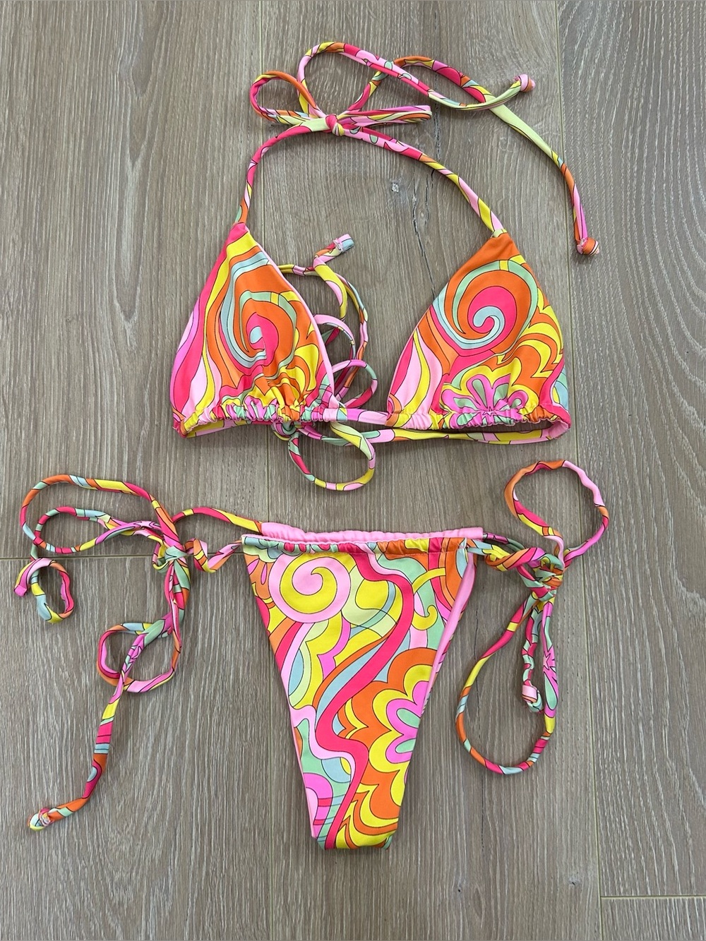 Frankie’s Bikinis Floral Bikini Set Size Extra Small Top and Small Bottom